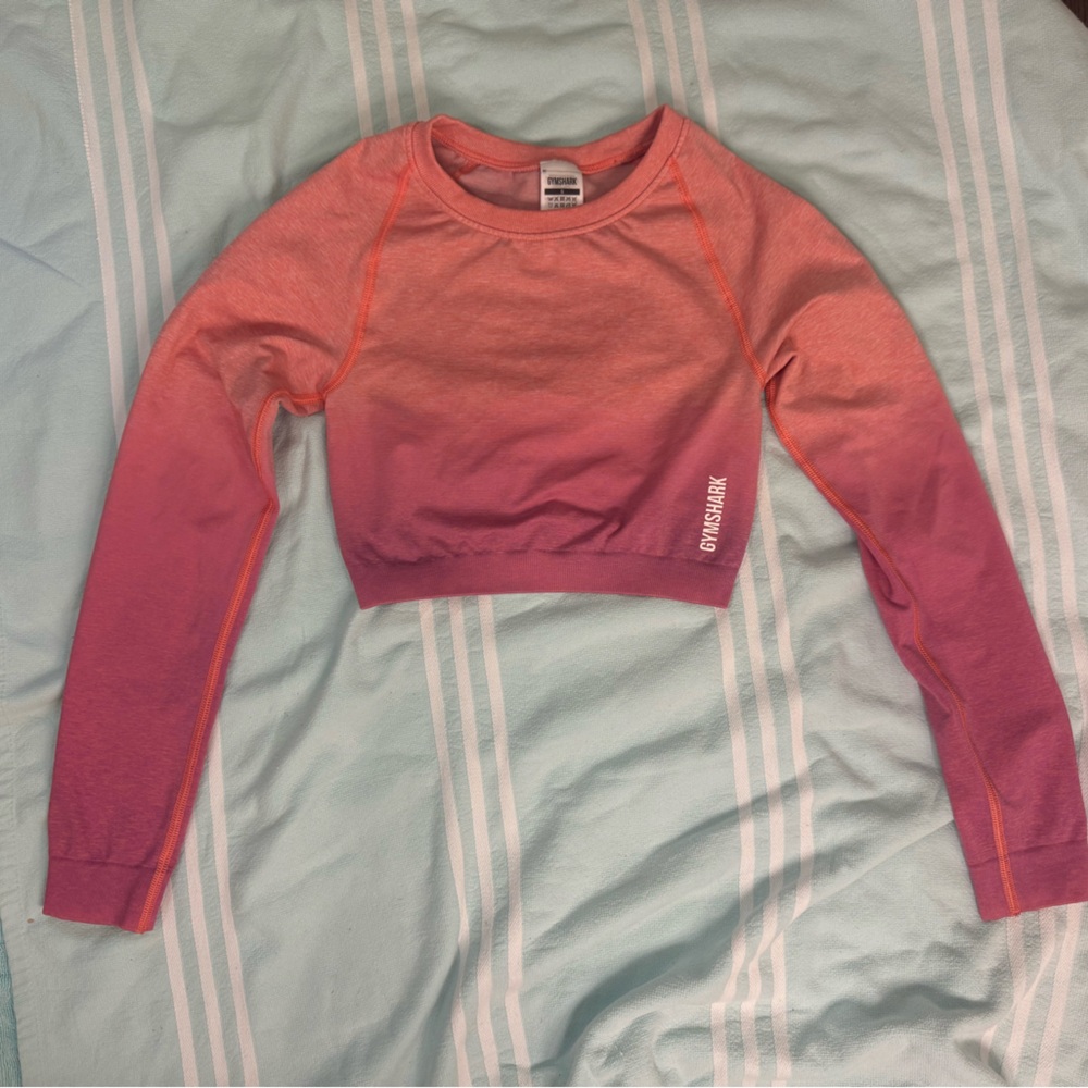 Gymshark Pink to Coral Ombre Long Sleeve Crop Top